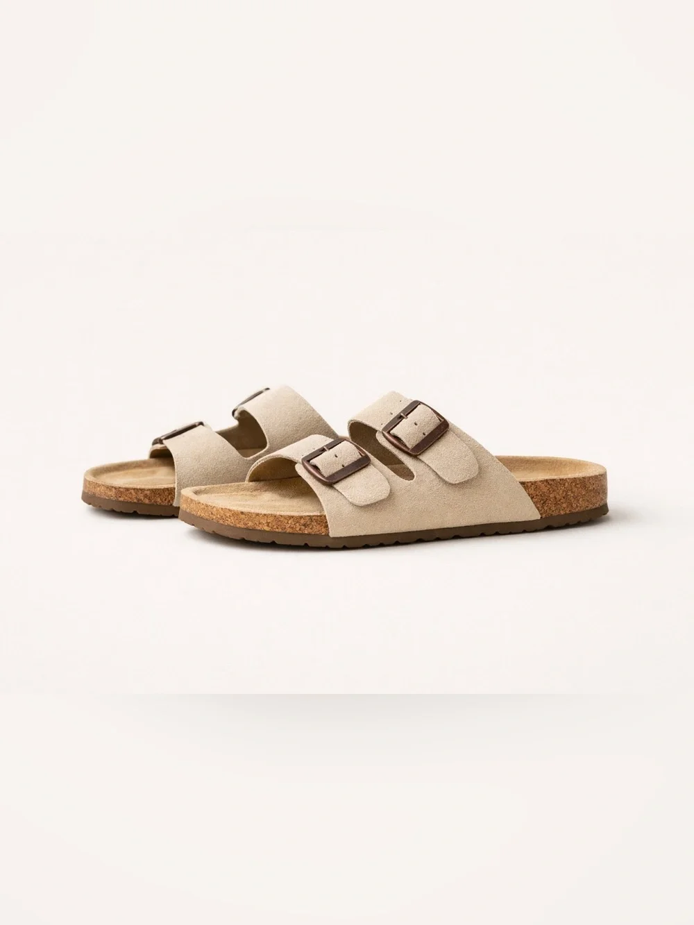 Sun & Sky Men's Beige Double-Buckle Sandals Sz 11/12